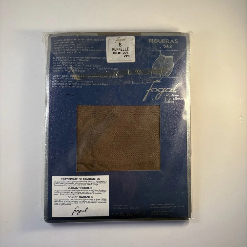 New Fogal Figuera Figueras 542 Women's‎ Pantyhose Sz Small Brown Career Dress